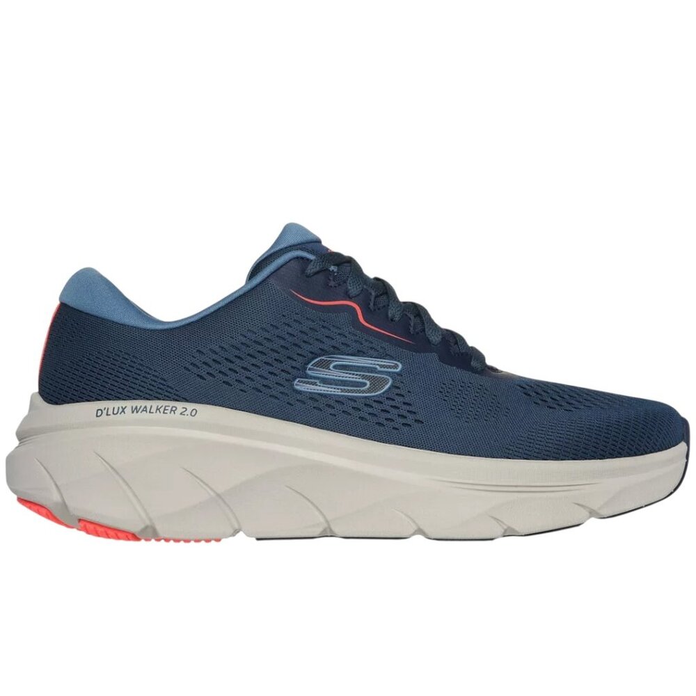 NWT Skechers Mens Extra Wide D'lux Walker 2.0 Swave Navy Walking Shoes Size 10.5